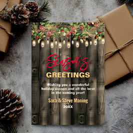 Tarjeta Festiva Saludo de feriado para Navidades rústicos de campo