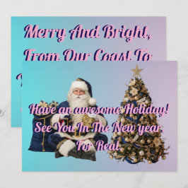 Tarjeta Festiva Saludo de fiestas con árbol y Santa Claus