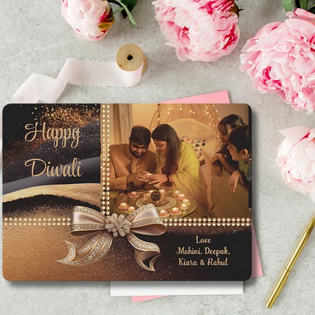 Tarjeta Festiva Saludo de fotos de Black Gold Diwali (Subido por el creador)