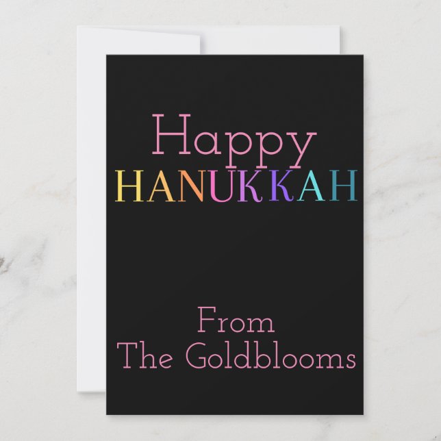 Tarjeta Festiva Saludo de Hanukká judío de color brillante (Anverso)