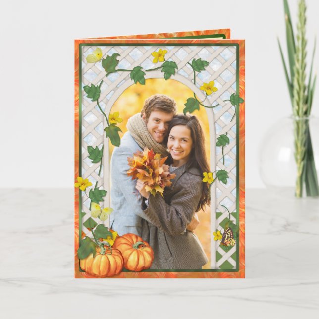 Tarjeta Festiva Saludo de la foto del enrejado de la calabaza de (Anverso)