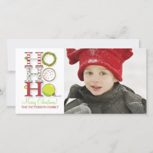 Tarjeta Festiva Saludo de la foto navideña de HO HO HO Merry