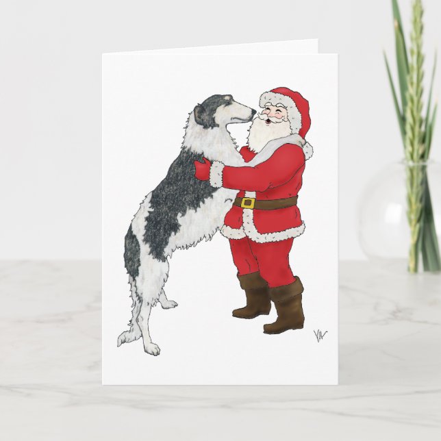 Tarjeta Festiva Saludo de los Navidades de Borzoi (Anverso)