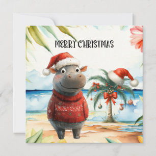 Tarjeta Festiva Saludo de los Navidades de Hippo Hawaii