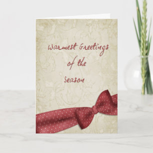 Tarjeta Festiva Saludo de los Navidades de Red Bow Holly