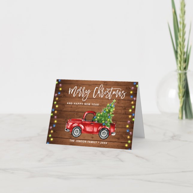 Tarjeta Festiva Saludo de los retro clásicos Navidades de Camión R (Anverso)
