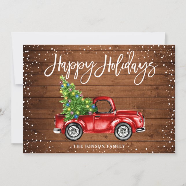 Tarjeta Festiva Saludo de los retro clásicos Navidades de Camión R (Anverso)