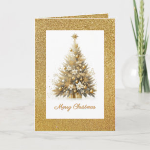 Tarjeta Festiva Saludo de Luxe Gold Sparkle Christmas Tree