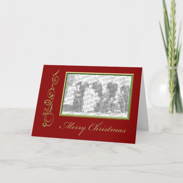 Tarjeta Festiva Saludo de marco fotográfico de navidades (Anverso)