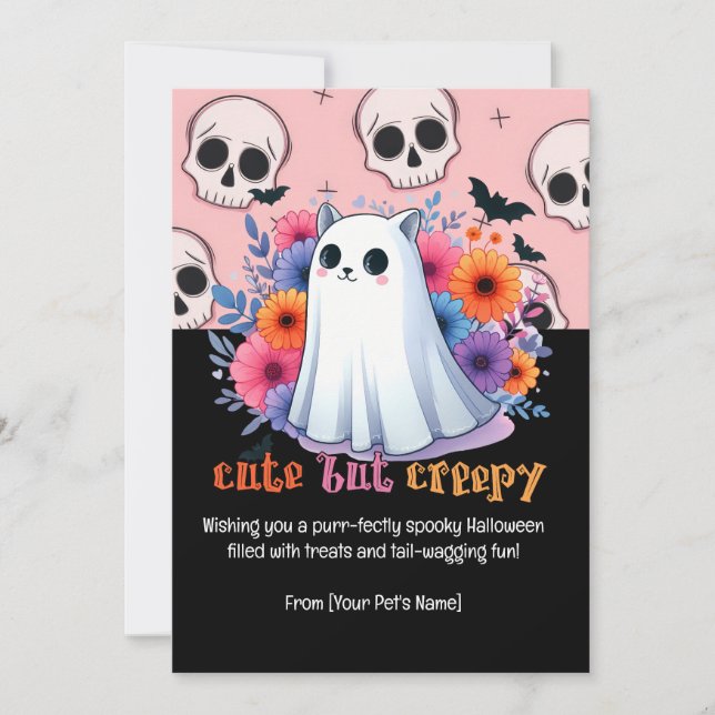 Tarjeta Festiva Saludo de mascota de Halloween (Anverso)