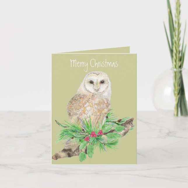 Tarjeta Festiva Saludo de navidades Barn Owl (Anverso)