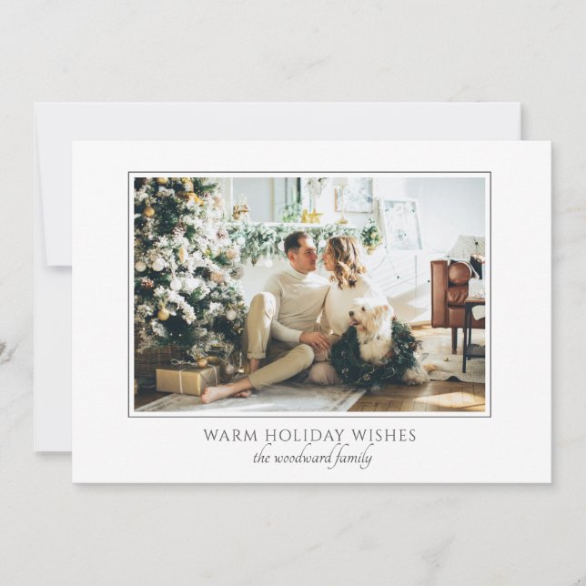 Tarjeta Festiva Saludo de Navidades de fotografía familiares clási (Anverso)