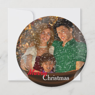 Tarjeta Festiva Saludo de Navidades de la familia Snow Globe