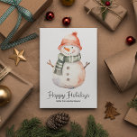 Tarjeta Festiva Saludo de Navidades de Snowman de color agua minim<br><div class="desc">Nuestro encantador y minimalista Navidad acuático Snowman Greeting card es la manera perfecta de celebrar la temporada con amigos y familia! Con un encantador muñeco de nieve,  esta tarjeta le permitirá satisfacer sus necesidades minimalistas de Navidades.</div>
