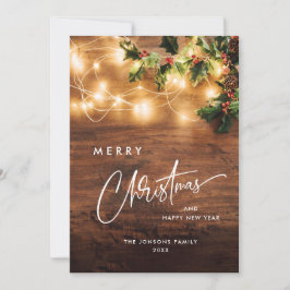 Tarjeta Festiva Saludo de Navidades Rústicos de la Rama Mistletoe