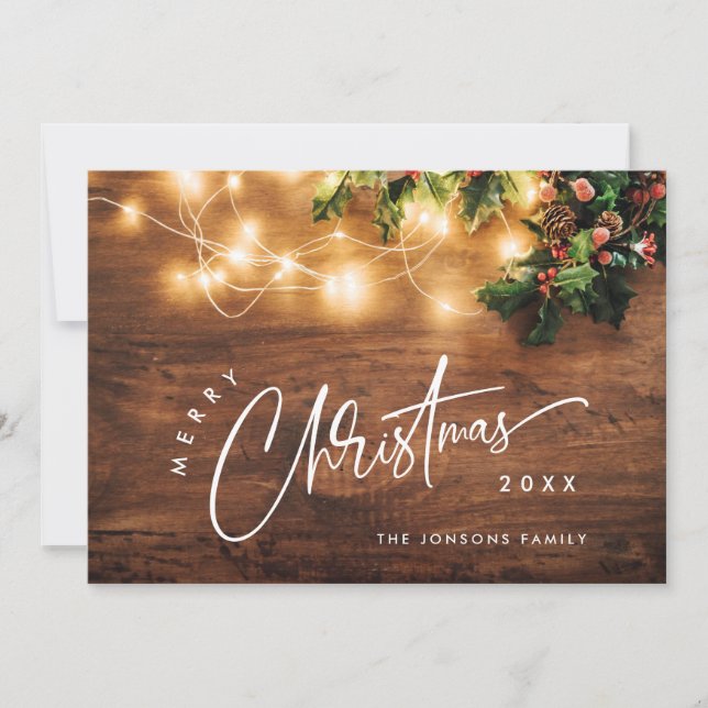 Tarjeta Festiva Saludo de Navidades Rústicos de la Rama Mistletoe (Anverso)