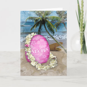 Tarjeta Festiva Saludo de Pascua al estilo hawaiano
