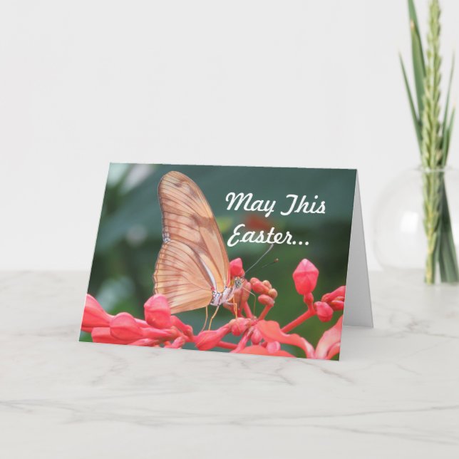 Tarjeta Festiva Saludo de Pascua de Mariposa (Anverso)