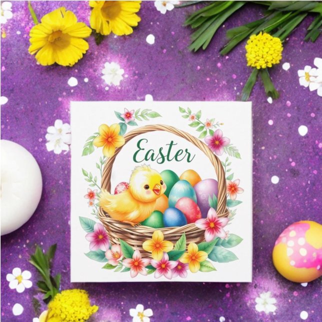 Tarjeta Festiva Saludo de Pascua de pollo y huevos tropicales (Subido por el creador)