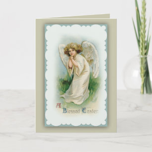 Tarjeta Festiva Saludo de Pascua del Ángel Vintage