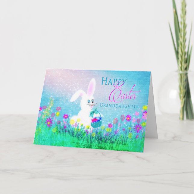 Tarjeta Festiva Saludo de Pascua - nieta - conejito de pascua (Anverso)