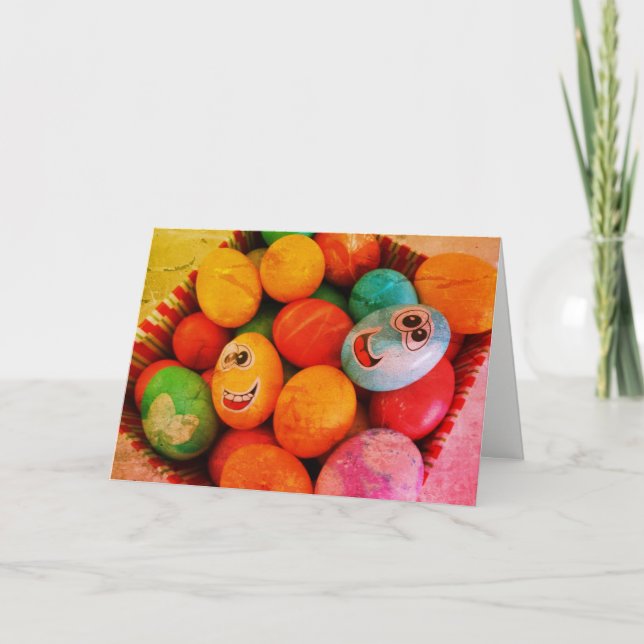 Tarjeta Festiva Saludo de Pascua por Huevos (Anverso)