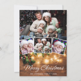 Tarjeta Festiva Saludo de Rústico Rústico 4 Navidades FOTOGRÁFICOS