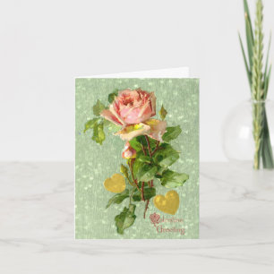 Tarjeta Festiva Saludo de San Valentín- Rosas rosas rosas antiguas
