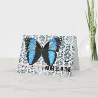Tarjeta Festiva Saludo de sueño de mariposa azul