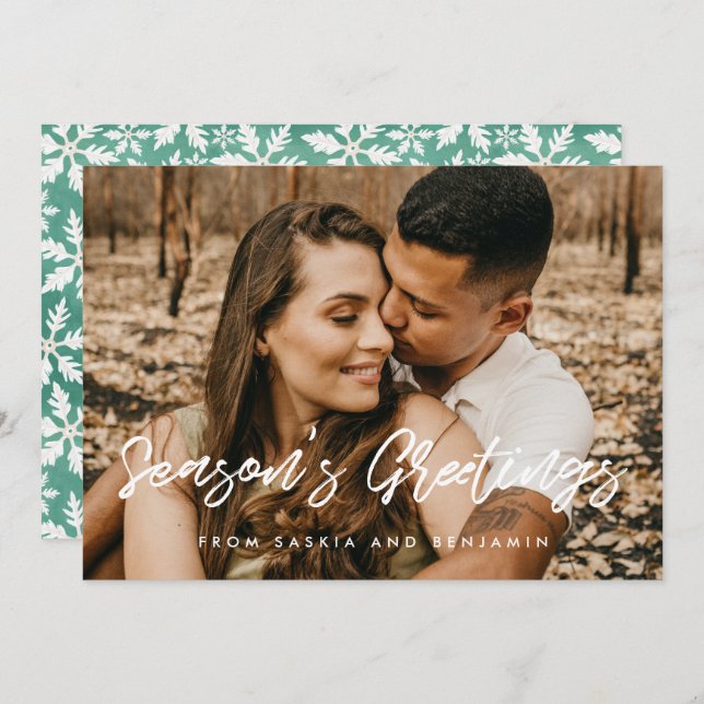 Tarjeta Festiva Saludo de temporada de tipografía moderna Foto (Anverso / Reverso)
