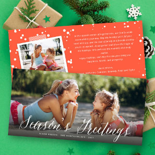 Tarjeta Festiva Saludo de temporada Escritura blanca simple Foto m