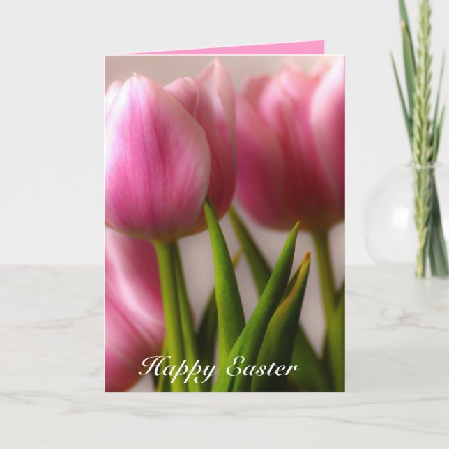 Tarjeta Festiva Saludo de Tulips de Pascua (Anverso)