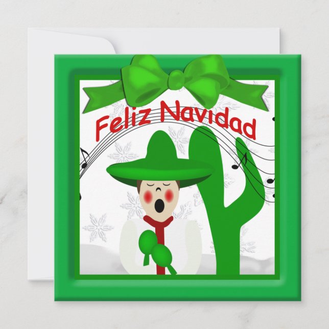 Tarjeta Festiva Saludo de un carolero mexicano navidades (Anverso)