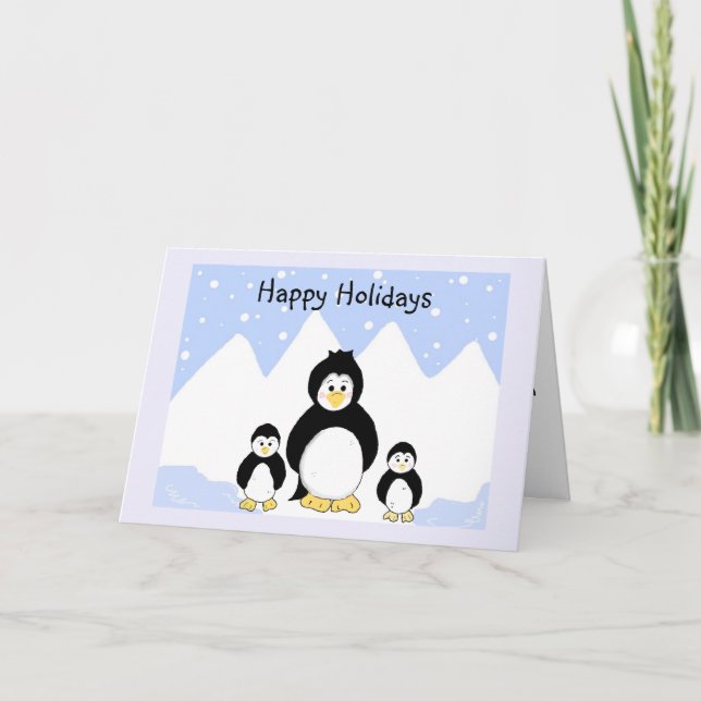 Tarjeta Festiva Saludo de vacaciones de pingüino (Anverso)