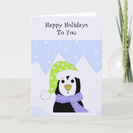 Tarjeta Festiva Saludo de vacaciones de pingüino