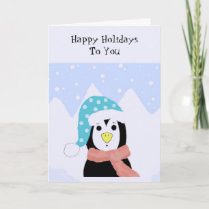 Tarjeta Festiva Saludo de vacaciones de pingüino