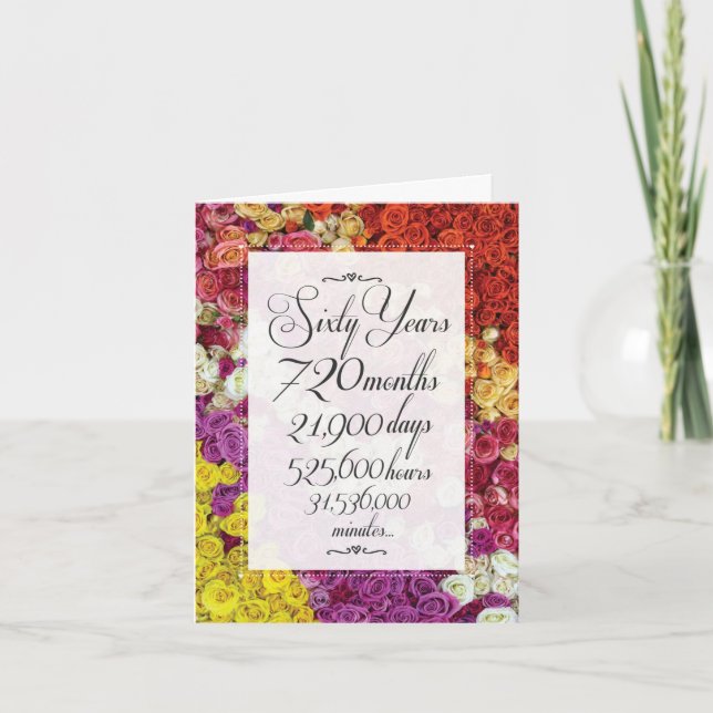 Tarjeta Festiva Saludo del 60° Aniversario - Recuento de años 60 (Anverso)