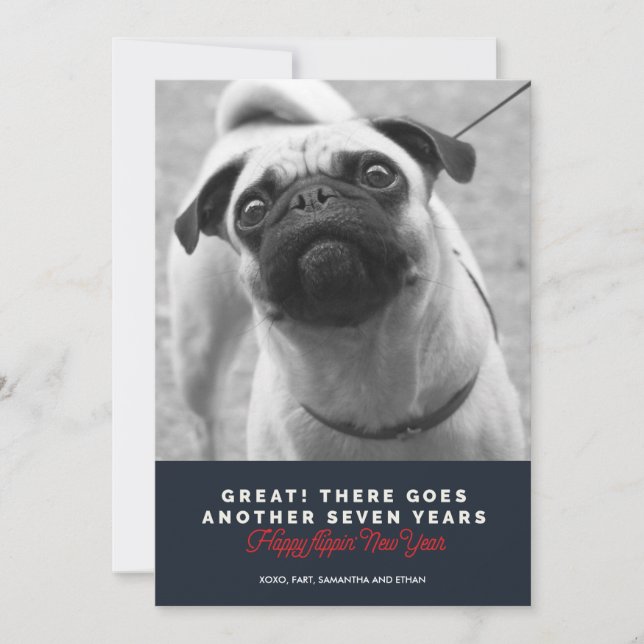 Tarjeta Festiva Saludo del Año Nuevo de otro los siete años perro (Anverso)