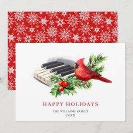 Tarjeta Festiva Saludo del cardenal rojo Holly Berry Navidades