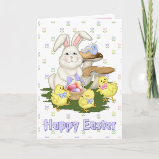 Tarjeta Festiva Saludo del conejito de pascua (Anverso)