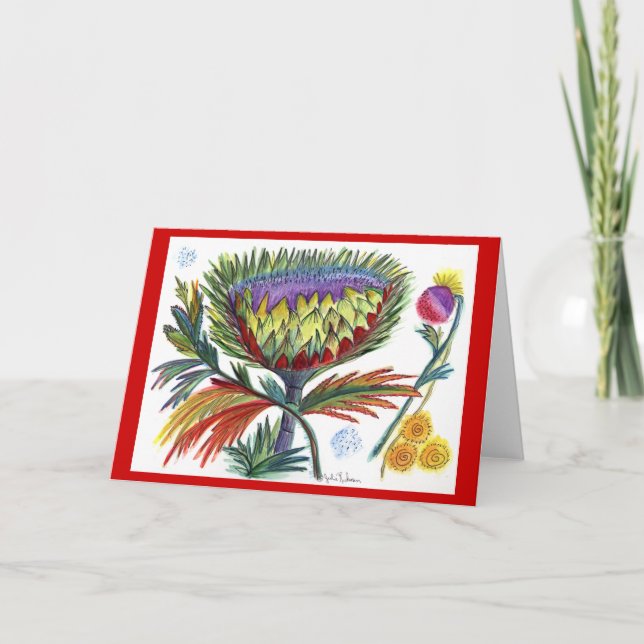 Tarjeta Festiva Saludo del día de fiesta del cardo (Anverso)