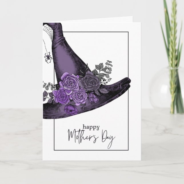 Tarjeta Festiva Saludo del Día de la Madre con Flores Brujas (Anverso)