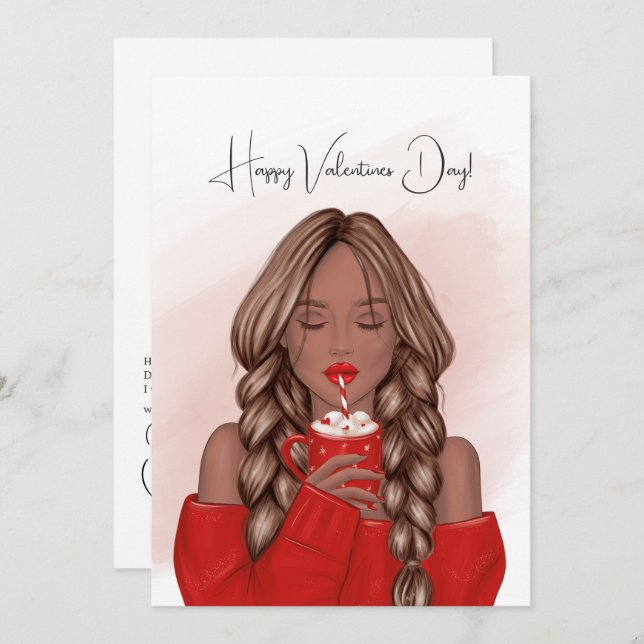 Tarjeta Festiva Saludo del Día de San Valentín de Chocolate Calien (Anverso / Reverso)