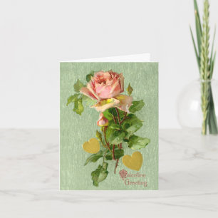 Tarjeta Festiva Saludo del Día de San Valentín - Rosas rosadas vin