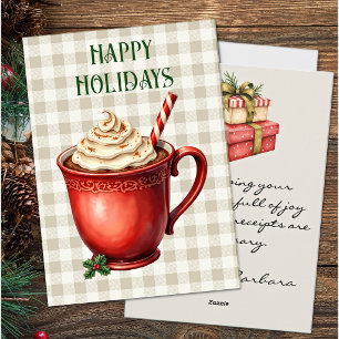 Tarjeta Festiva Saludo Divertido Felices Fiestas Chocolate Calient