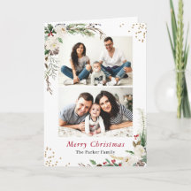 Saludo doblado de 2 fotos en el frasco de invierno