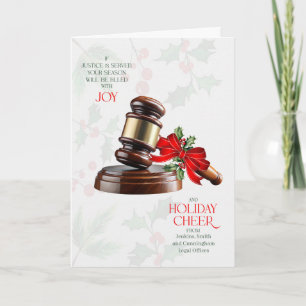 Tarjeta Festiva Saludo empresarial martillo judicial personalizado
