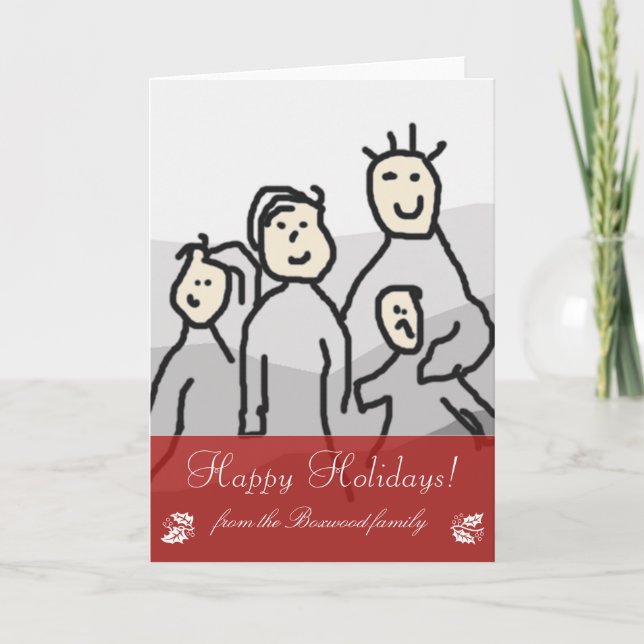 Tarjeta Festiva Saludo estacional Foto personal y texto vertical (Anverso)