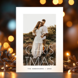 Tarjeta Festiva Saludo familiar moderno. Foto de Navidades minimal