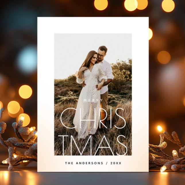 Tarjeta Festiva Saludo familiar moderno. Foto de Navidades minimal (Subido por el creador)